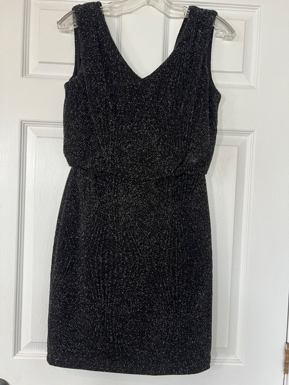 Frank Lyman Design Black Sparkle V-Neck Mini Dress